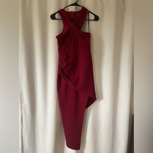 LULÚS Maroon Assymetric Midi Dress Size XS